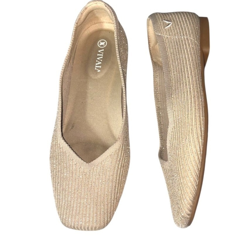 VIVALA Women's Gold Knit Slip-On Flats